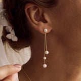 Pearl Chain Trio Drop Earrings