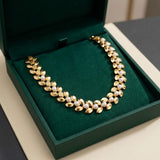 Pearl Leaf Link Necklace