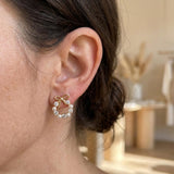 Bow Halo Pearl Stud Earrings