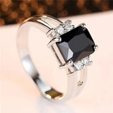Radiant Square Black Zircon Ring