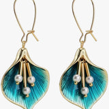 Vintage Blue Lotus Silver Earrings