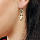 Silver Floral Lily Pearl Earrings