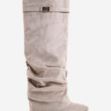 Lavista Slouchy Suede Knee High Boots - Taupe