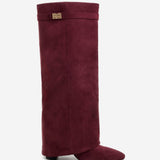 Lavista Suede Knee High Boots - Burgundy