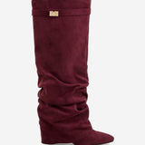 Lavista Slouchy Suede Knee-High Boots - Burgundy