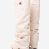 Lavista Slouchy Suede Knee High Boots - Creamy