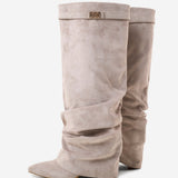 Lavista Slouchy Suede Knee High Boots - Taupe