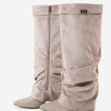 Lavista Slouchy Suede Knee High Boots - Taupe