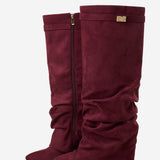 Lavista Slouchy Suede Knee-High Boots - Burgundy