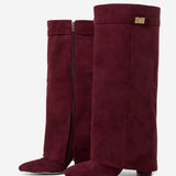 Lavista Suede Knee High Boots - Burgundy