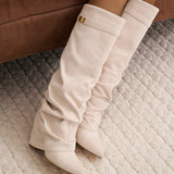 Lavista Slouchy Suede Knee High Boots - Creamy