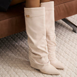 Lavista Slouchy Suede Knee High Boots - Creamy