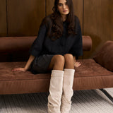 Lavista Slouchy Suede Knee High Boots - Creamy