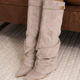 Lavista Slouchy Suede Knee High Boots - Taupe
