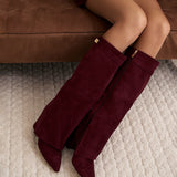 Lavista Suede Knee High Boots - Burgundy