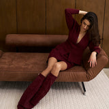 Lavista Suede Knee High Boots - Burgundy