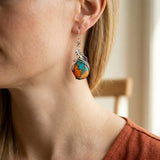 Blue & Orange Gemstone Drop Earrings
