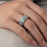 Blue Wave Silver Ring