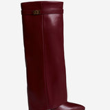 Lavista Leather Knee High Boots - Burgundy