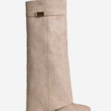 Lavista Suede Knee High Boots - Beige