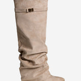 Lavista Slouchy Suede Knee-High Boots - Beige