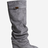 Lavista Slouchy Suede Knee High Boots - Grey