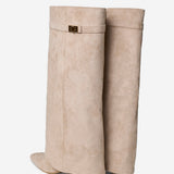 Lavista Suede Knee High Boots - Beige