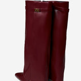 Lavista Leather Knee High Boots - Burgundy