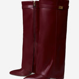 Lavista Leather Knee High Boots - Burgundy