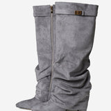 Lavista Slouchy Suede Knee High Boots - Grey