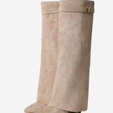 Lavista Suede Knee High Boots - Beige
