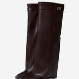 Lavista Leather Knee High Boots - Dark Brown