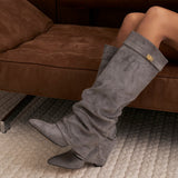 Lavista Slouchy Suede Knee High Boots - Grey