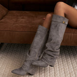 Lavista Slouchy Suede Knee High Boots - Grey