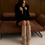 Lavista Slouchy Suede Knee-High Boots - Beige