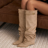Lavista Slouchy Suede Knee-High Boots - Beige