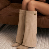 Lavista Suede Knee High Boots - Beige