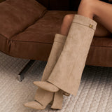 Lavista Suede Knee High Boots - Beige
