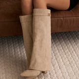 Lavista Suede Knee High Boots - Beige