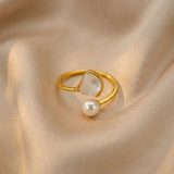 Open Duo Pearl Wrap Ring