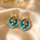 Vintage Blue Lotus Silver Earrings