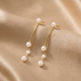 Pearl Chain Trio Drop Earrings