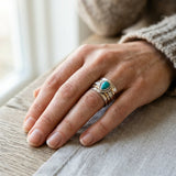 Antique Turquoise Inlaid Gold & Silver Ring