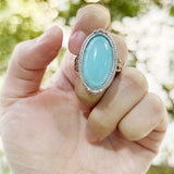 Vintage Turquoise Statement Ring in Sterling Silver