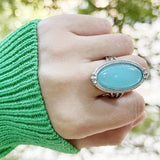 Vintage Turquoise Statement Ring in Sterling Silver