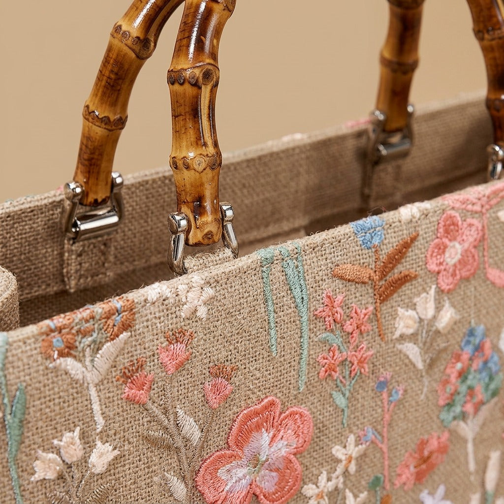 Tote Bag with Bamboo Handles