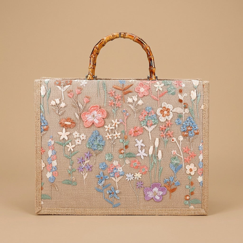 Tote Bag with Bamboo Handles
