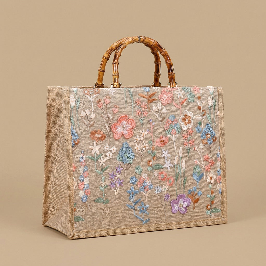 Tote Bag with Bamboo Handles