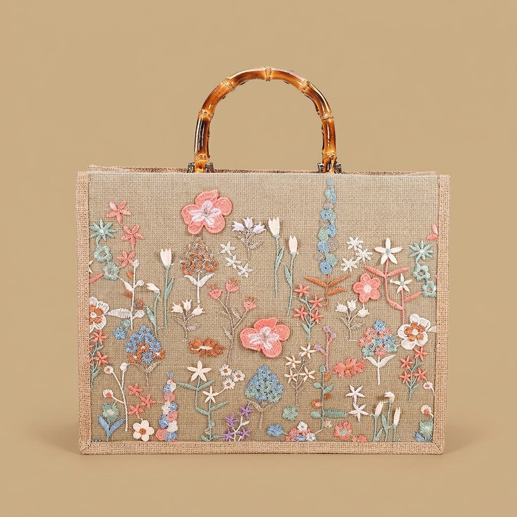Tote Bag with Bamboo Handles
