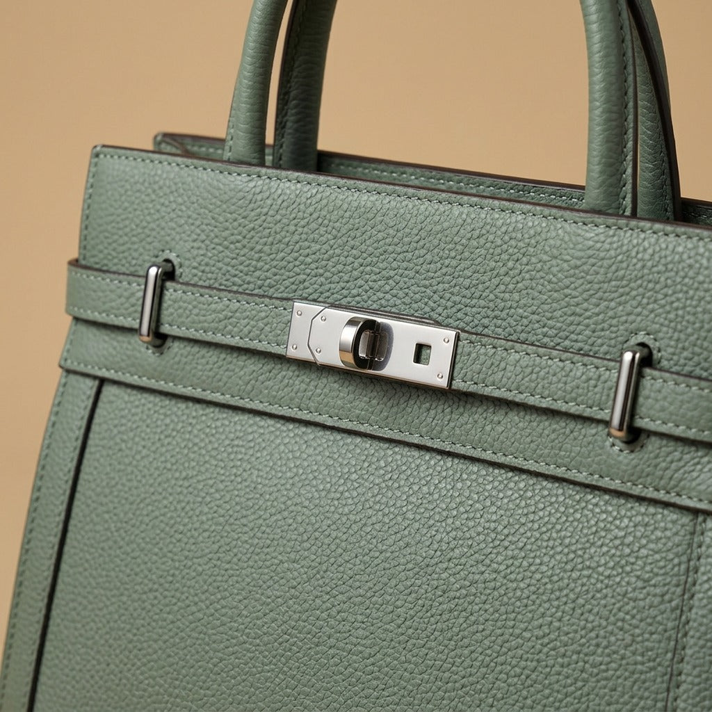 Top Handle Bag with Belted Flap